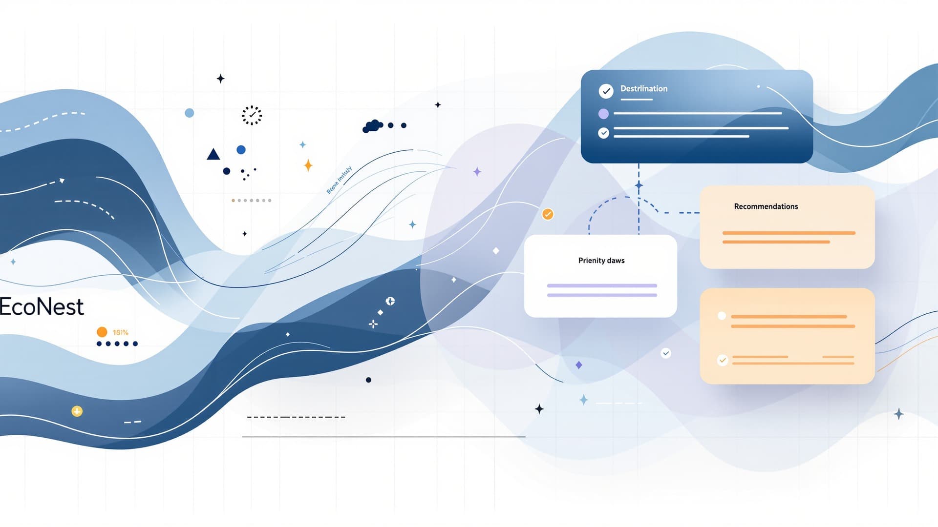An abstract illustration of energy data being organized into clear, prioritized action cards